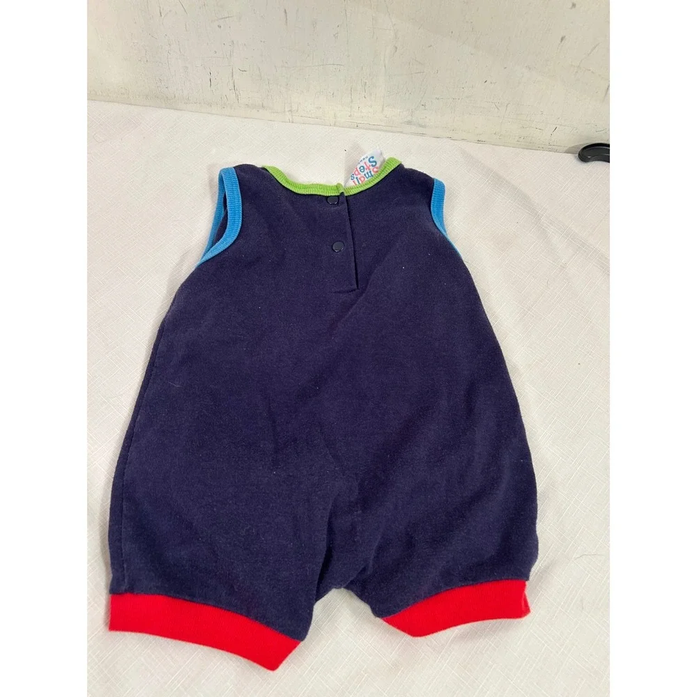 Small Steps Romper Newborn Navy Blue Zoom Car Graphic Sleeveless Kids